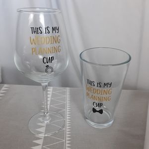 Wedding Planning Bride and Groom Glass Set